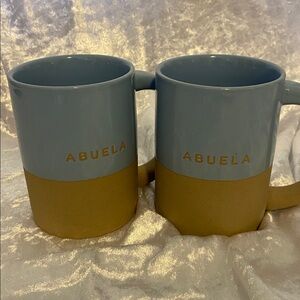 Room Essentials Tan Stoneware Mugs “ABUELA” meaning grandma. Set of 2